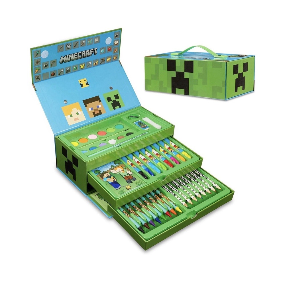Minecraft Art Set For Kids, Coloring And Drawing Kit With Over 40 Art Supplies